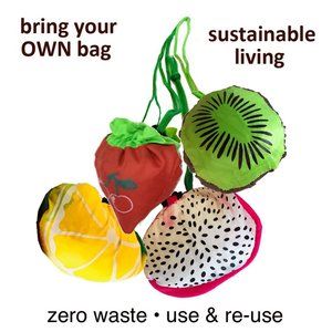 4 Reusable Fruity Bags, Shopping Bag, Grocery Bag - NWOT